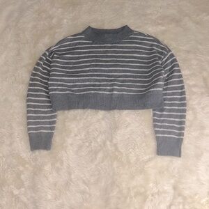 Striped Cropped Mock Neck Sweater